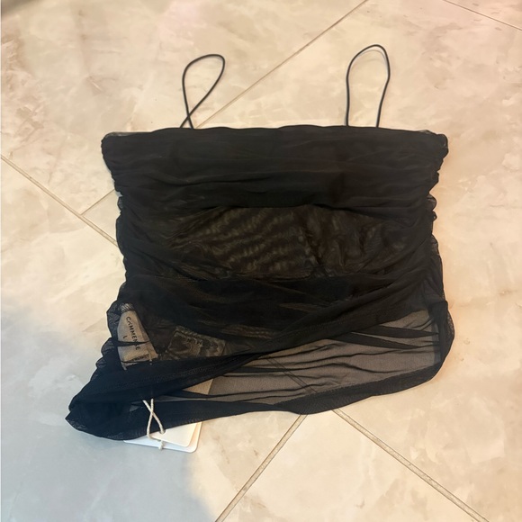 Black Sheer Ruched Camisole- chest is lined - Picture 2 of 4